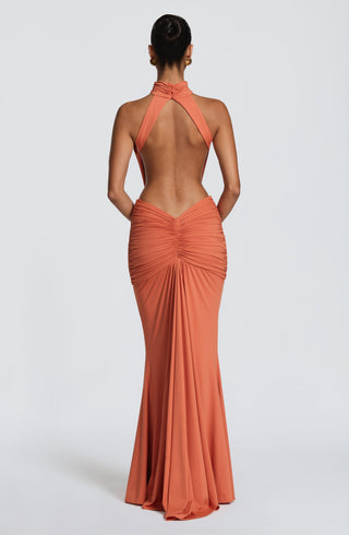 DIA Thekla Maxi Dress Stretch Slinky Jersey Burnt Orange
