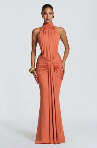 DIA Thekla Maxi Dress Stretch Slinky Jersey Burnt Orange