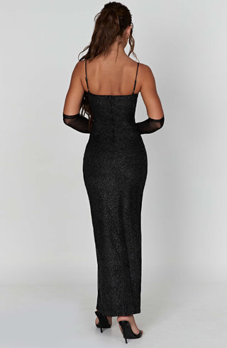 L.F Trixie Maxi Dress Sparkle Mesh Underwired Cups Black