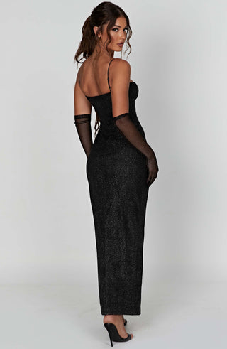 L.F Trixie Maxi Dress Sparkle Mesh Underwired Cups Black