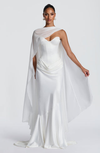 R.F Vaila Gown Satin Strapless Mermaid Train Ivory