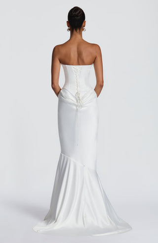 R.F Vaila Gown Satin Strapless Mermaid Train Ivory