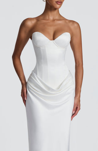 R.F Vaila Gown Satin Strapless Mermaid Train Ivory
