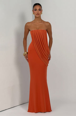 L.F Vienna Maxi Dress Double-Layer Modal Jersey Burnt Orange