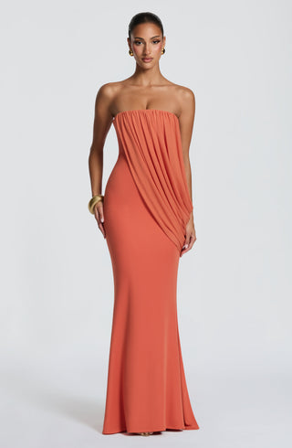 L.F Vienna Maxi Dress Double-Layer Modal Jersey Burnt Orange