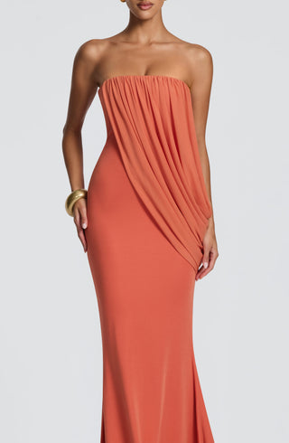 L.F Vienna Maxi Dress Double-Layer Modal Jersey Burnt Orange