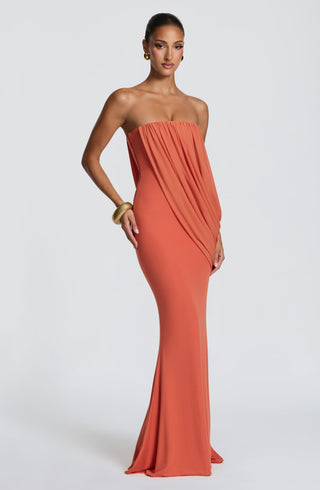 L.F Vienna Maxi Dress Double-Layer Modal Jersey Burnt Orange