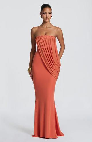 L.F Vienna Maxi Dress Double-Layer Modal Jersey Burnt Orange