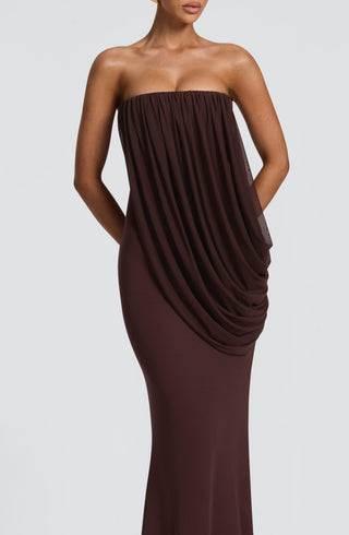 L.F Vienna Maxi Dress Double-Layer Modal Jersey Plum Brown