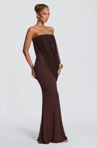L.F Vienna Maxi Dress Double-Layer Modal Jersey Plum Brown
