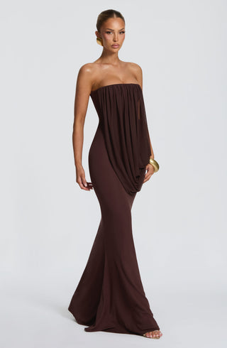 L.F Vienna Maxi Dress Double-Layer Modal Jersey Plum Brown