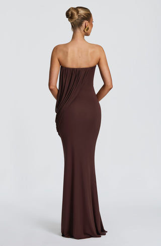 L.F Vienna Maxi Dress Double-Layer Modal Jersey Plum Brown