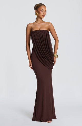 L.F Vienna Maxi Dress Double-Layer Modal Jersey Plum Brown