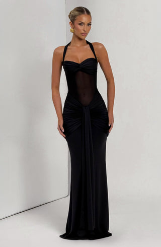 DIA Vixen Maxi Dress Sheer Mesh Bodice Black