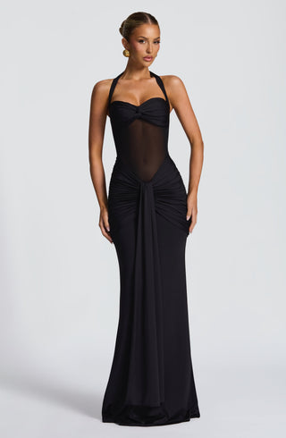 DIA Vixen Maxi Dress Sheer Mesh Bodice Black
