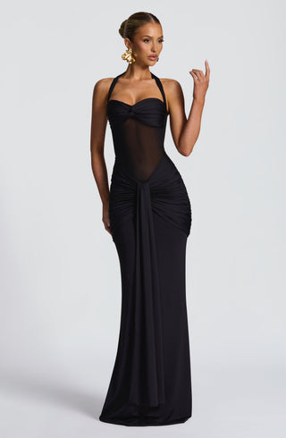 DIA Vixen Maxi Dress Sheer Mesh Bodice Black