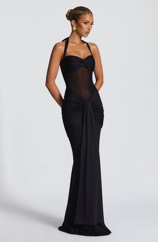 DIA Vixen Maxi Dress Sheer Mesh Bodice Black