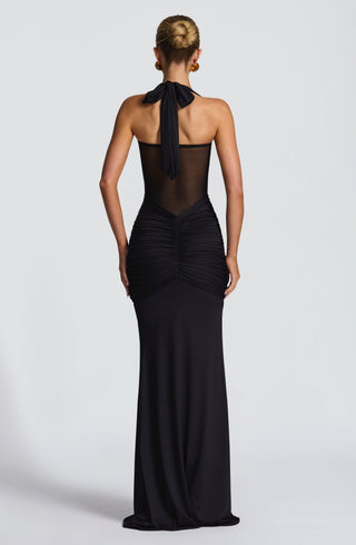 DIA Vixen Maxi Dress Sheer Mesh Bodice Black