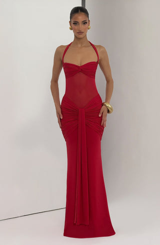 DIA Vixen Maxi Dress Sweetheart Twist Neckline Red