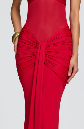 DIA Vixen Maxi Dress Sweetheart Twist Neckline Red