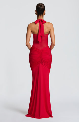 DIA Vixen Maxi Dress Sweetheart Twist Neckline Red