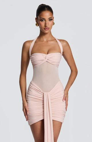 DIA Vixen Mini Dress Stretch Slinky Jersey Sweetheart Soft Blush