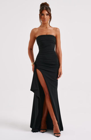 M.T Zafira Maxi Dress Double Stretch Crepe Strapless Black