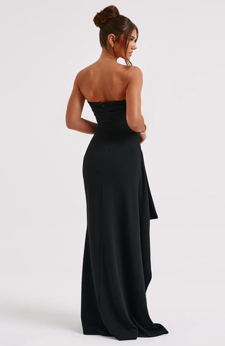 M.T Zafira Maxi Dress Double Stretch Crepe Strapless Black