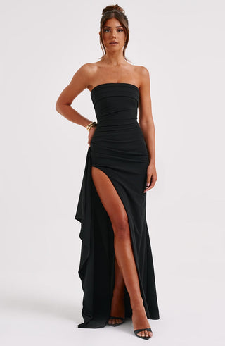 M.T Zafira Maxi Dress Double Stretch Crepe Strapless Black